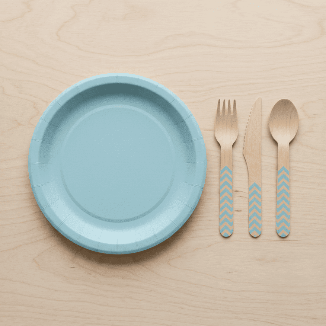 Platos grandes de cartón azul claro 23 cm | 8 unidades