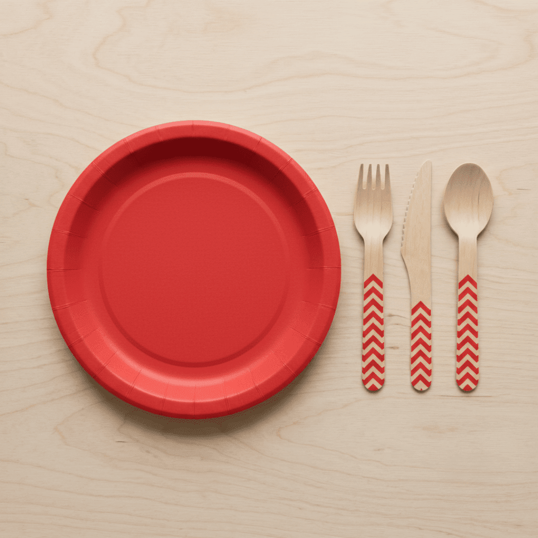 Platos grandes de cartón rojo 23 cm | 8 unidades