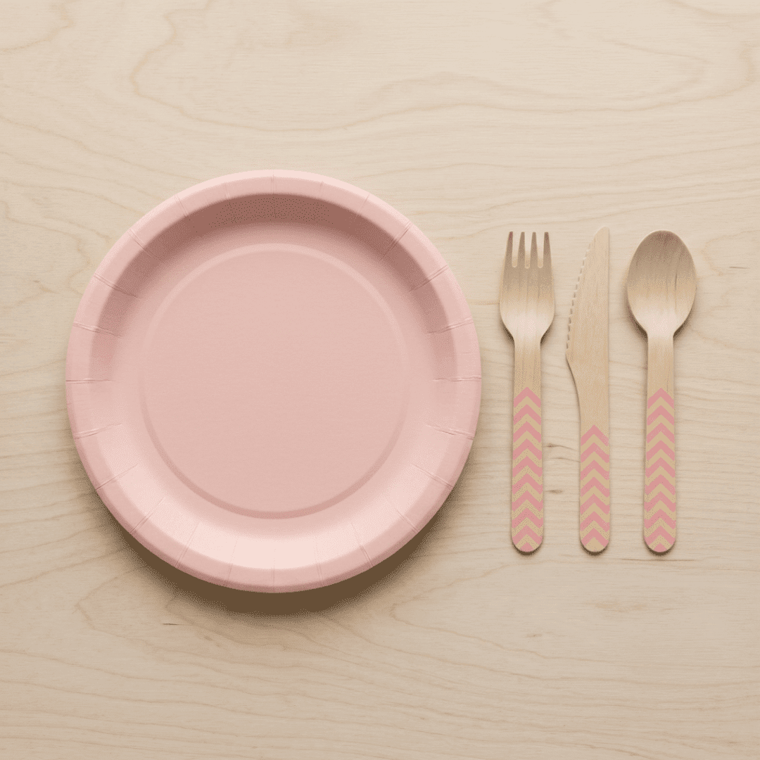 Platos grandes de cartón rosa 23 cm | 8 unidades