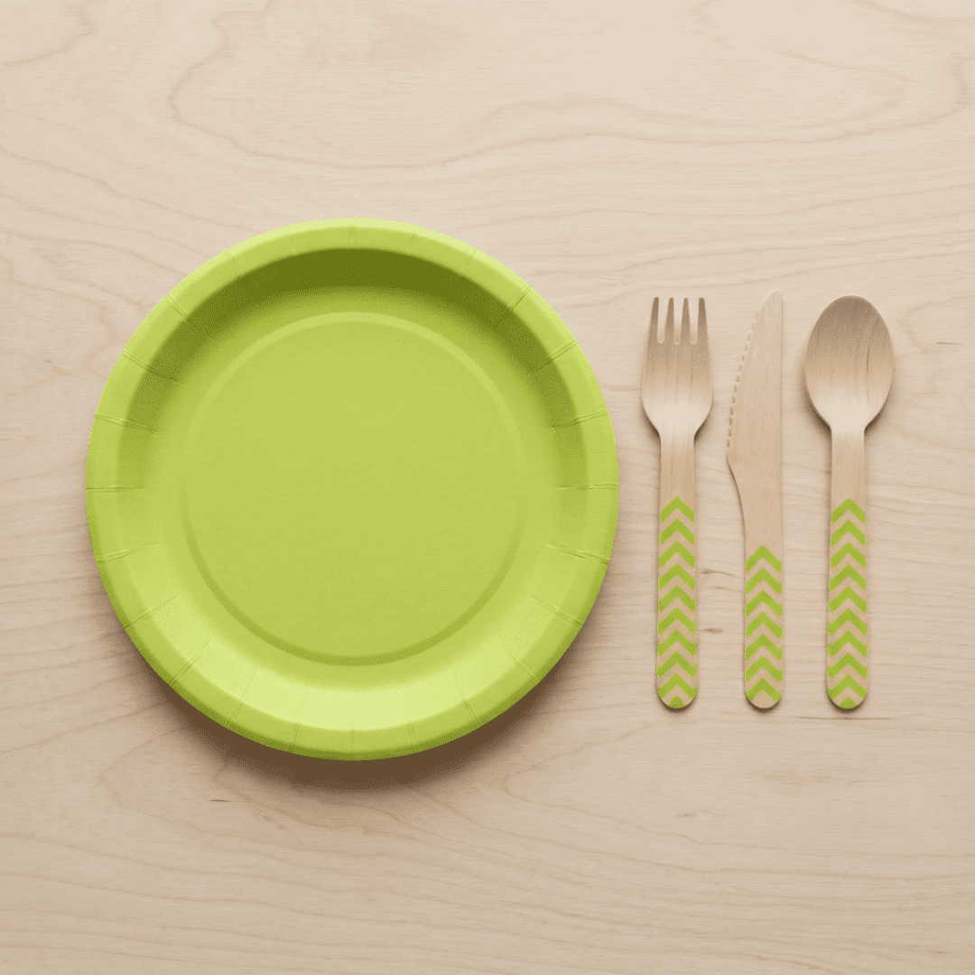 Platos grandes de cartón verde claro 23 cm | 8 unidades