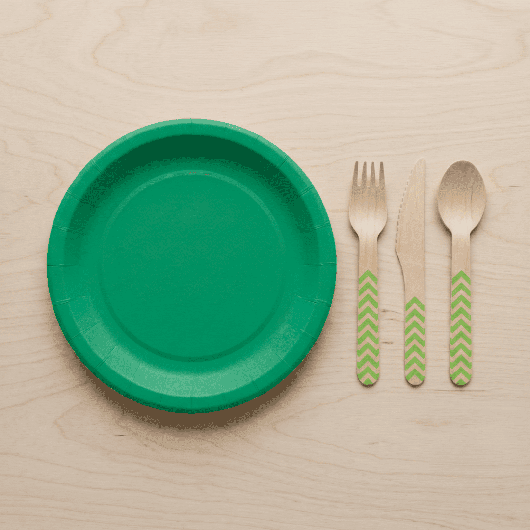 Platos grandes de cartón verde oscuro 23 cm | 8 unidades