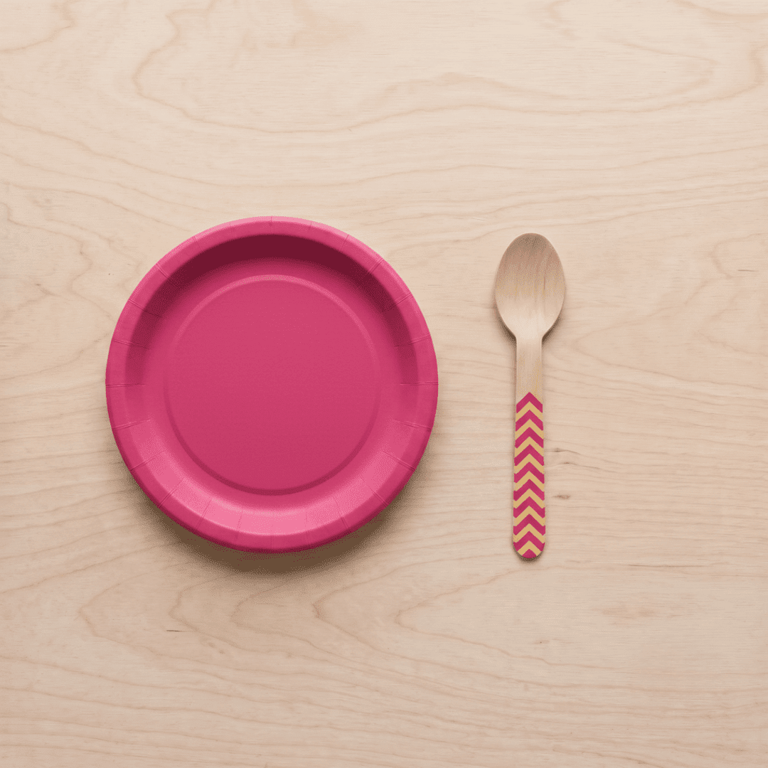 Platos pequeños de cartón fucsia 18 cm | 8 unidades