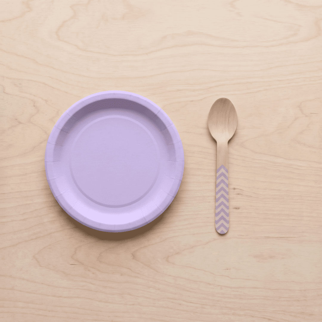 Platos pequeños de cartón lila 18 cm | 8 unidades