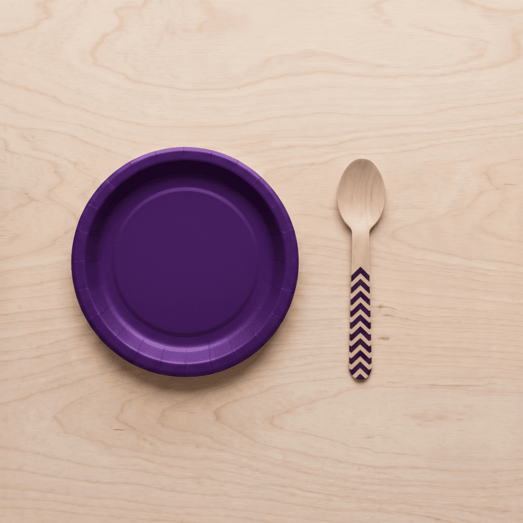 Platos pequeños de cartón morado 18 cm | 8 unidades