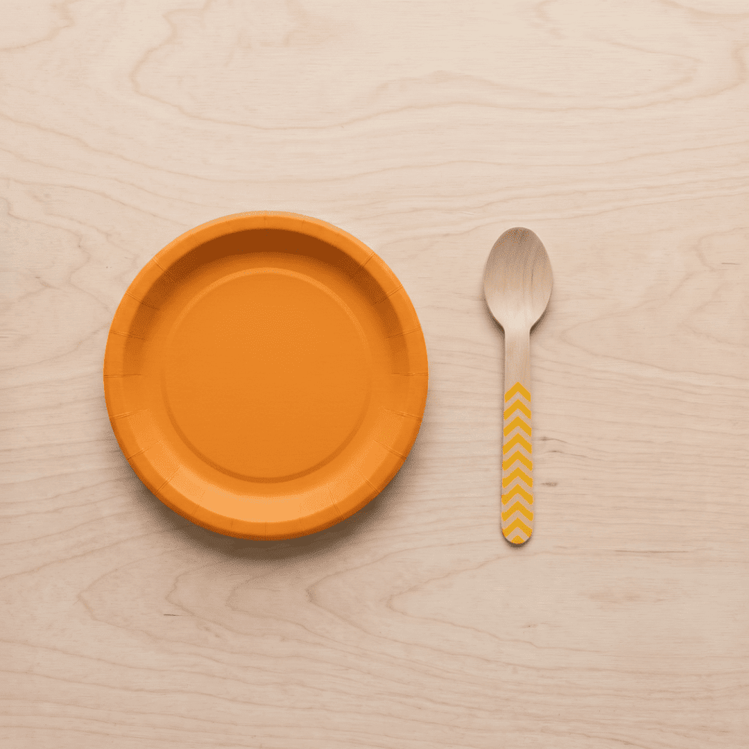 Platos pequeños de cartón naranja 18 cm | 8 unidades
