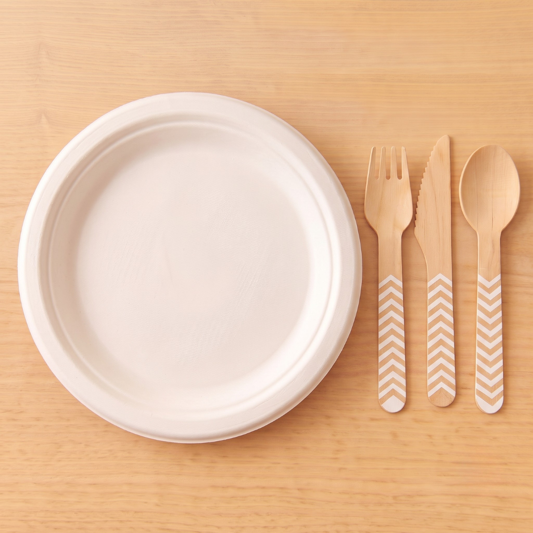 Platos grandes de cartón blanco 23 cm | 8 unidades