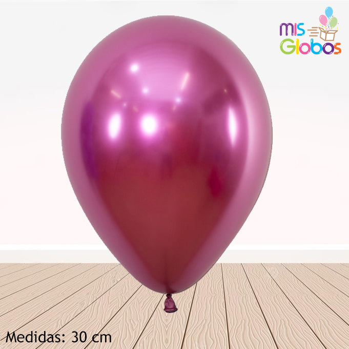 Globo Fucsia Cromado hinchado con Helio por unidades.