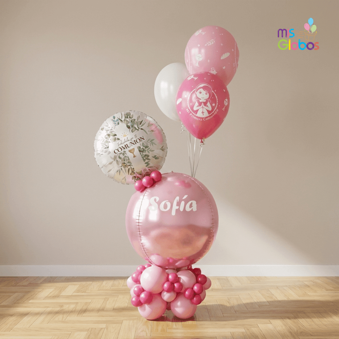 Ramo Ataraxia Comunión Rosa - Mis Globos