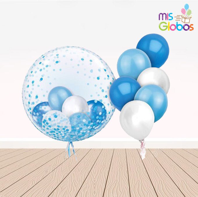 Ramo Cristal Azul / Blanco personalizado - Mis Globos