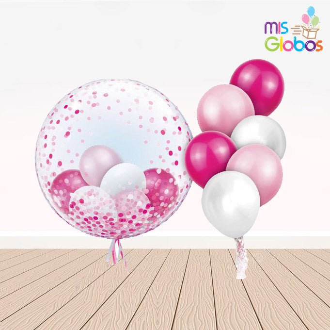 Ramo Cristal Rosa / Blanco personalizado - Mis Globos