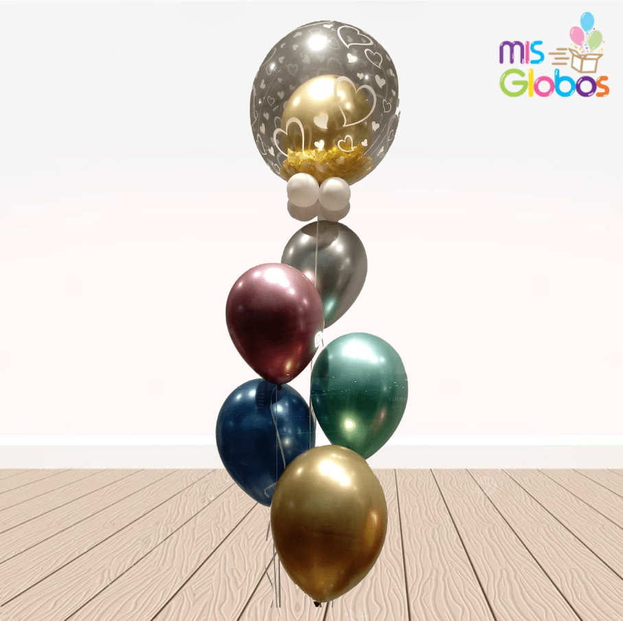 Ramo de globos Boda burbuja y cromados