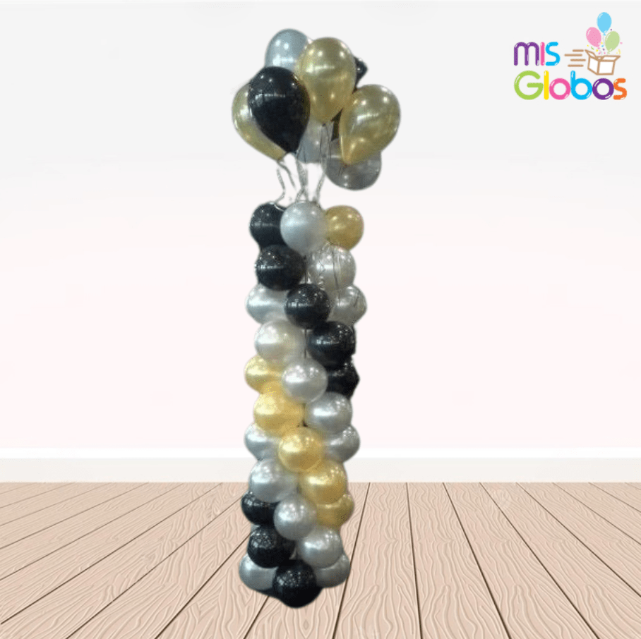 Ramo de globos Boda columna Black and Gold 2M.