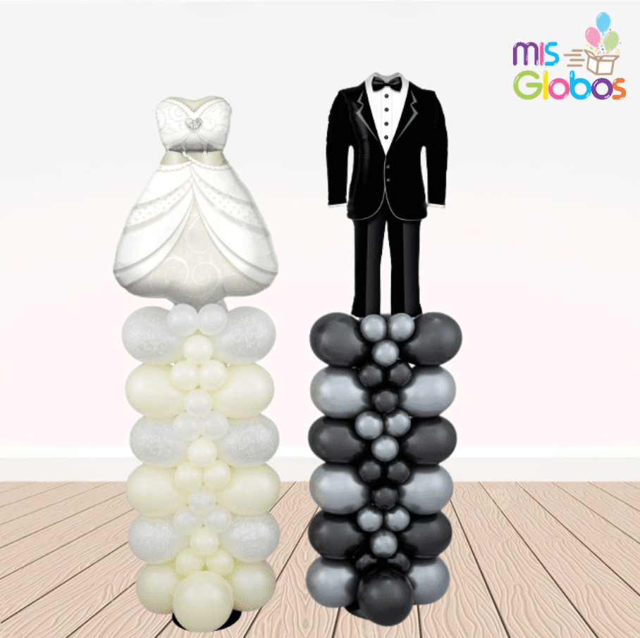 Ramo de globos Boda columna novios sencilla - Main Image