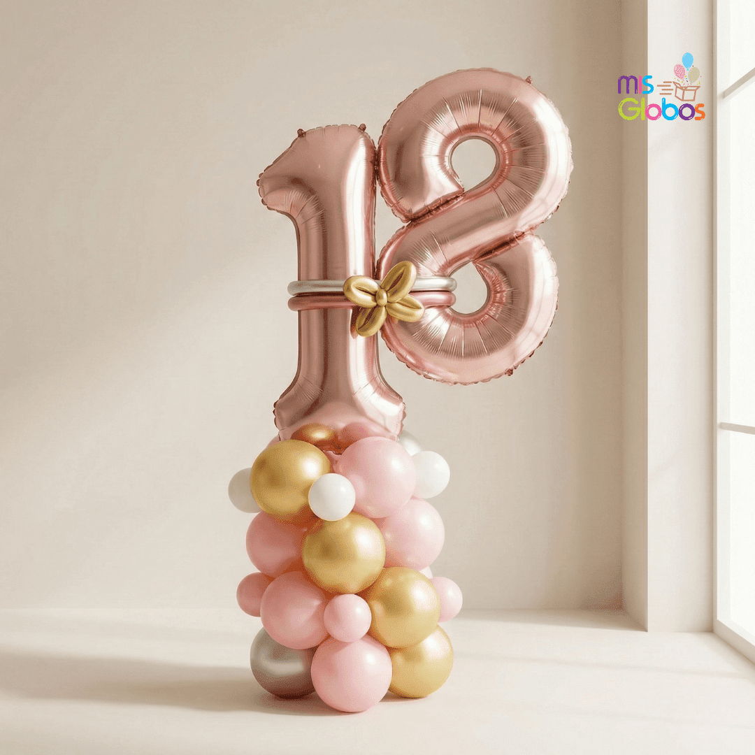 Ramo de globos con números en columna - Mis Globos