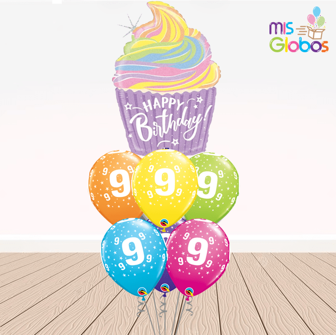 Ramo de globos Sigma Happy Birthday Cupcake - Mis Globos