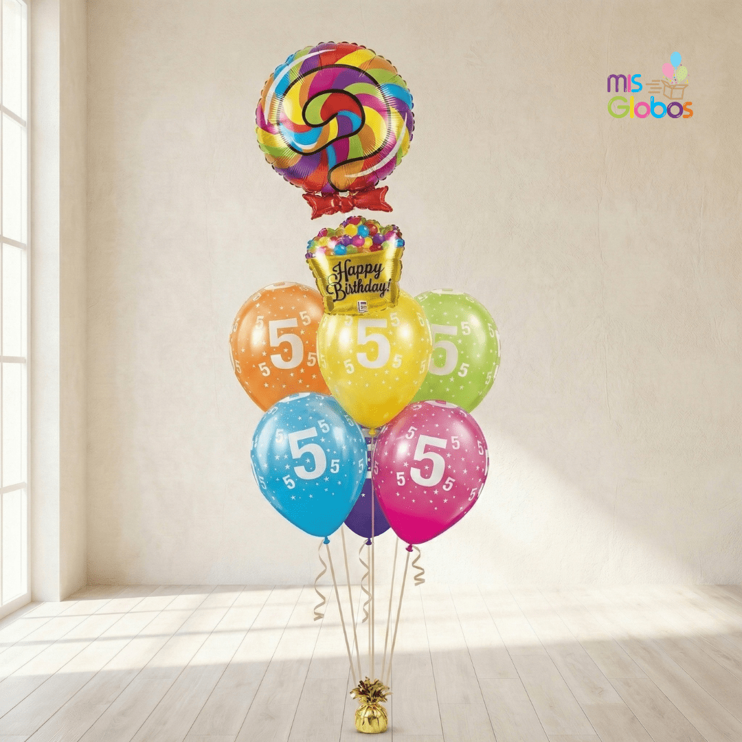 Ramo de globos Sigma Happy Birthday Piruleta - Mis Globos