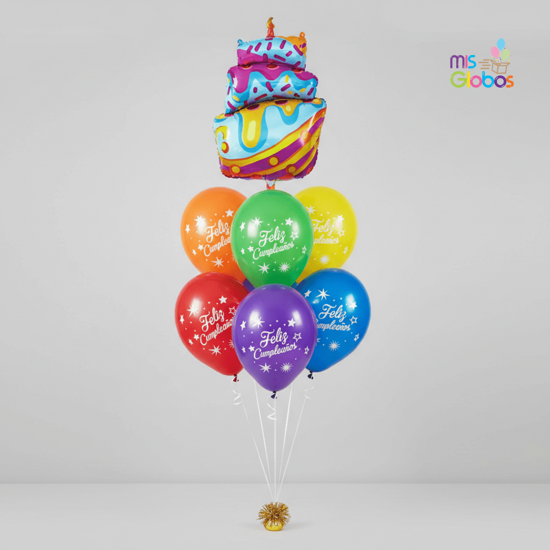 Ramo de globos Sigma Happy Birthday Tarta Chorreante - Mis Globos