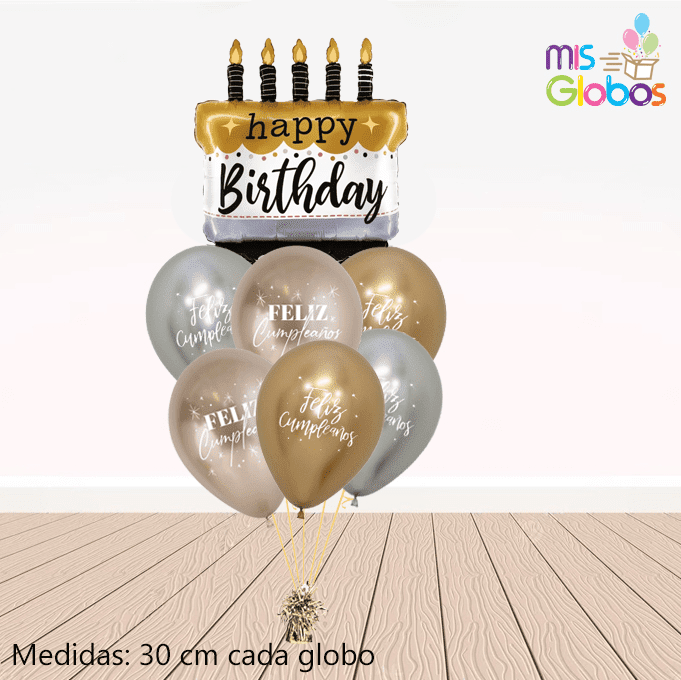 Ramo de globos Sigma Happy Birthday Tarta Elegante
