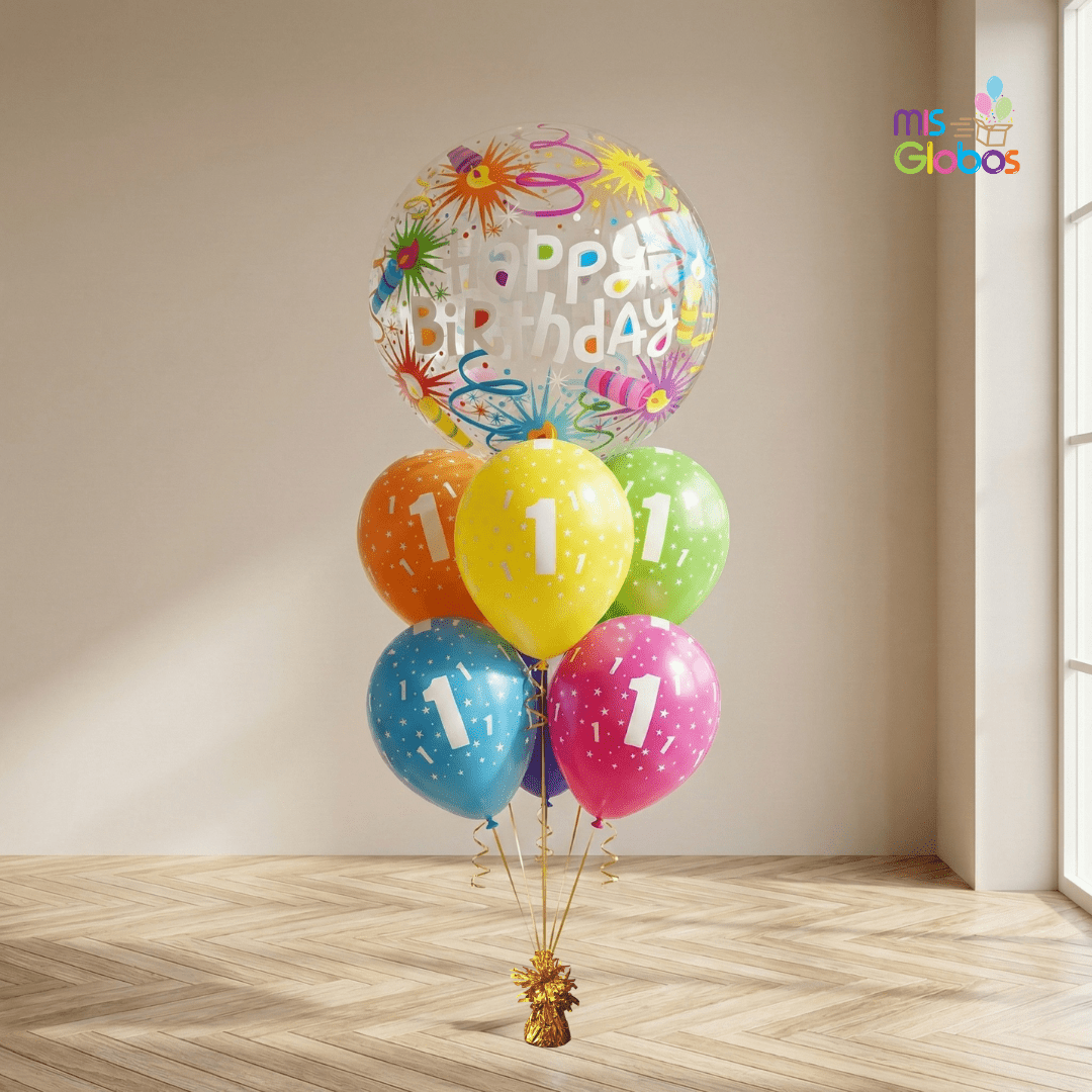 Ramo de globos Sigma Happy Birthday Velitas - Mis Globos
