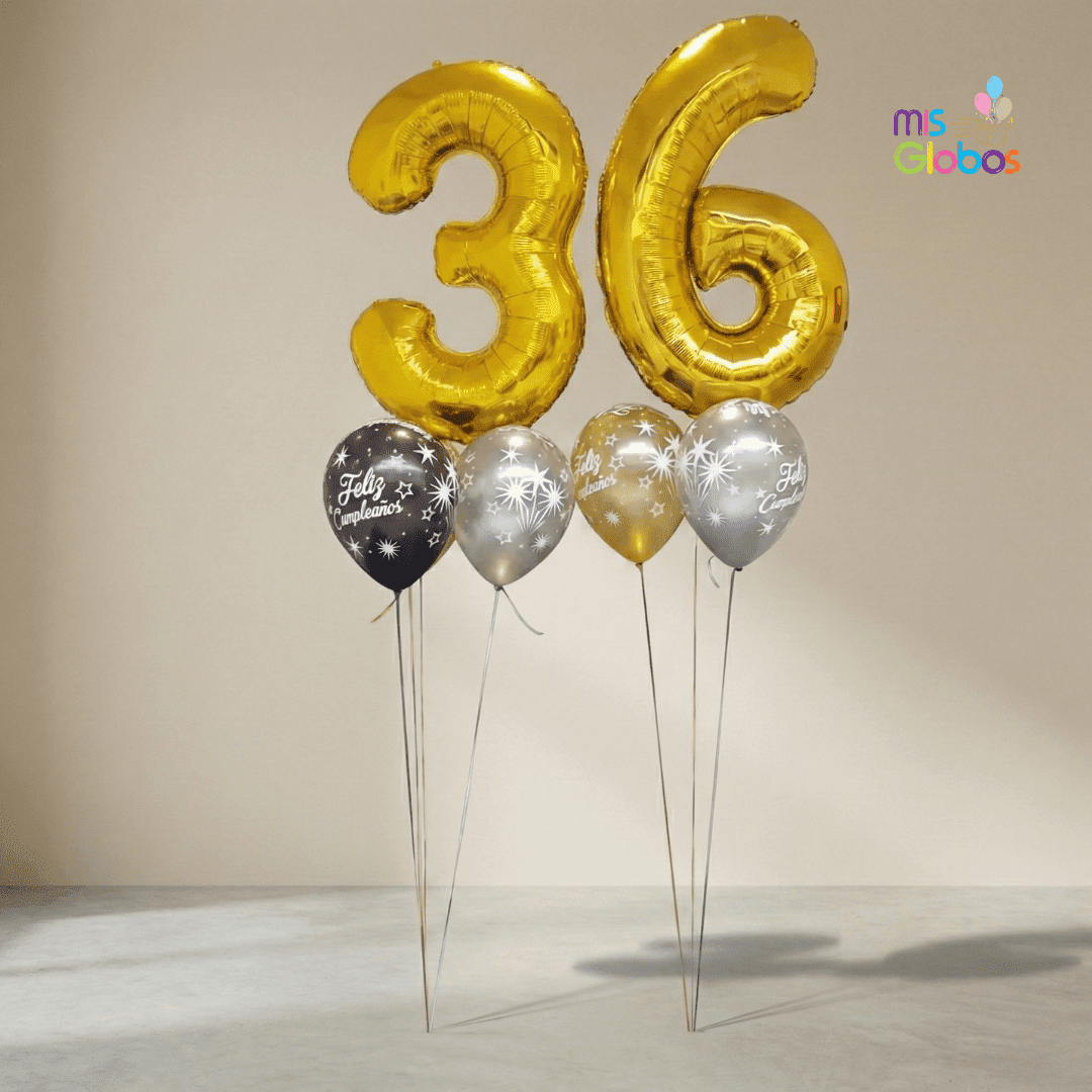 Ramo doble número elegante - Mis Globos