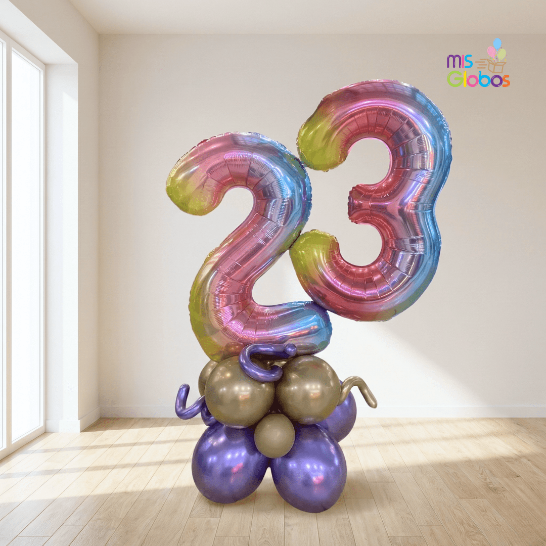 Ramo doble número sencillo - Mis Globos