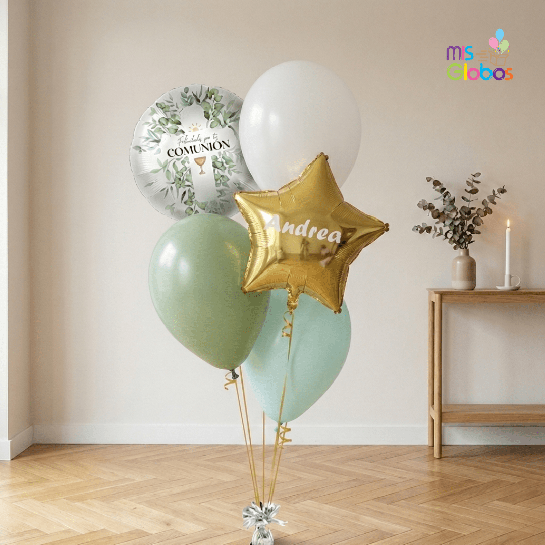 Ramo en escalera comunión pastel - Mis Globos