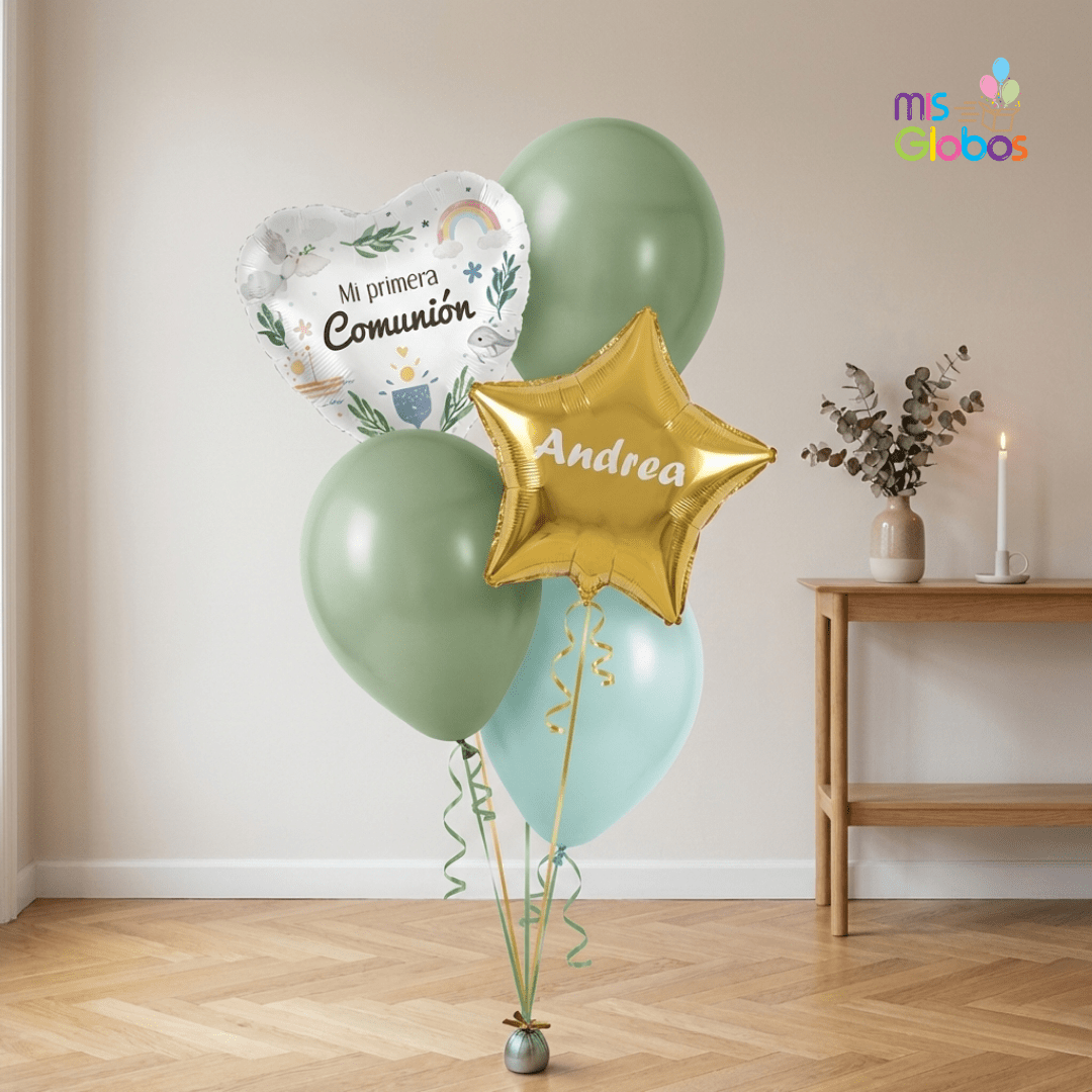 Ramo en escalera comunión pastel - Mis Globos