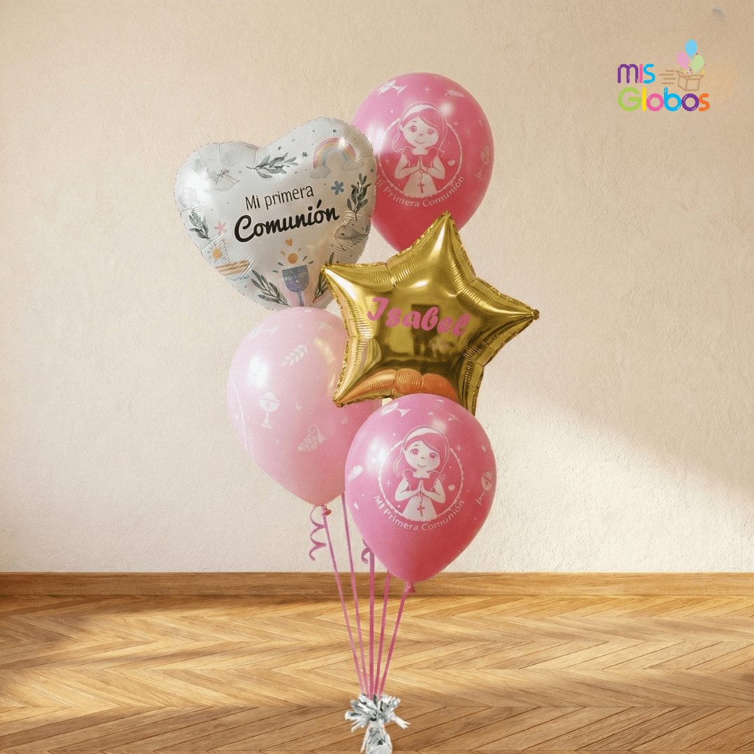 Ramo en escalera comunión rosa - Mis Globos