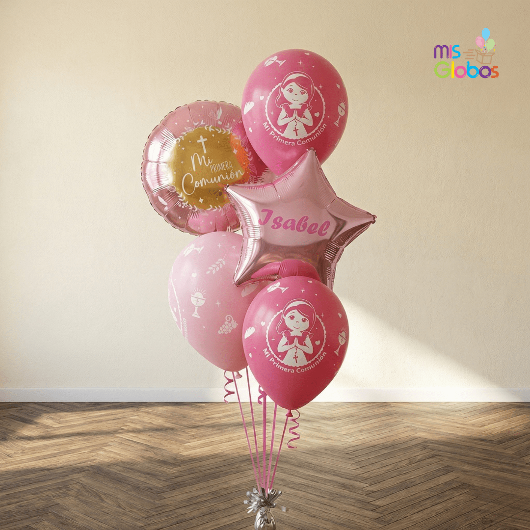 Ramo en escalera comunión rosa - Mis Globos