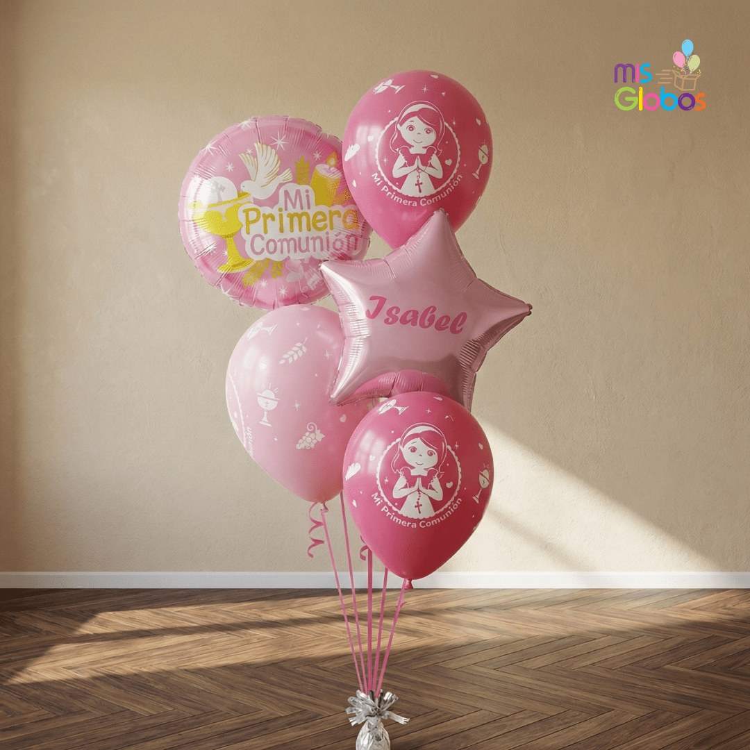Ramo en escalera comunión rosa - Mis Globos