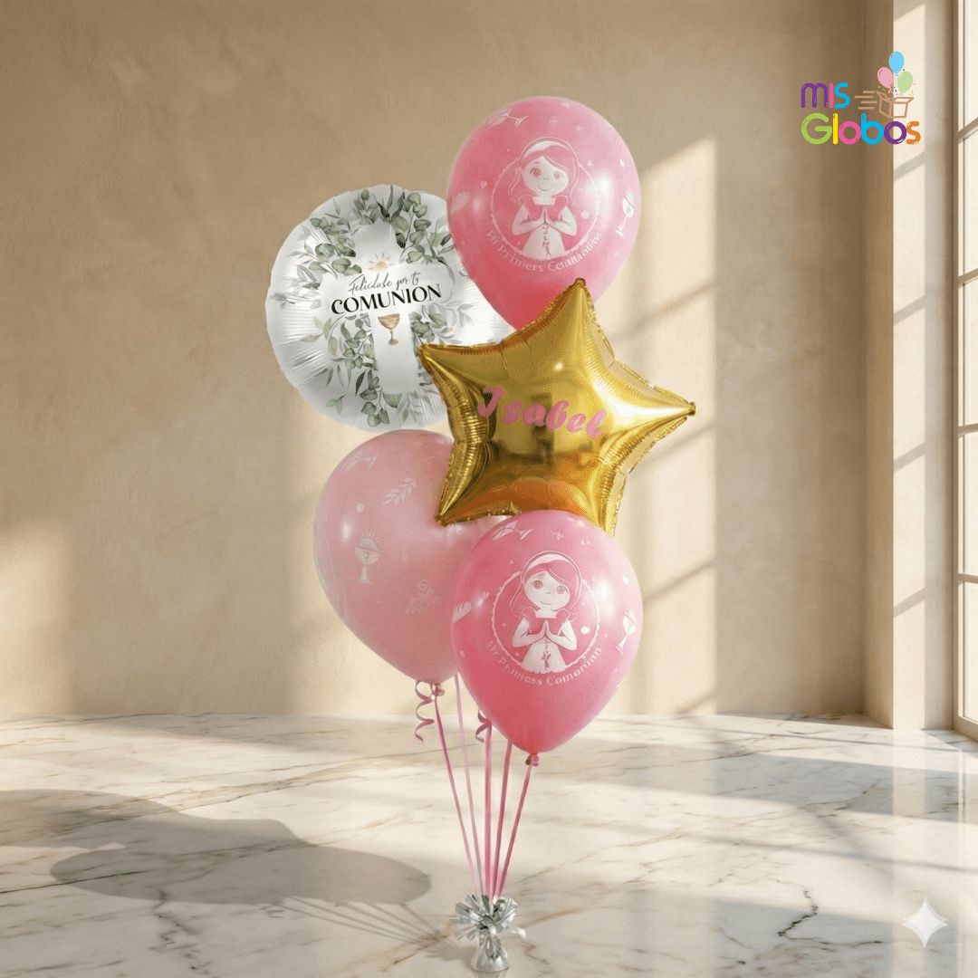 Ramo en escalera comunión rosa - Mis Globos