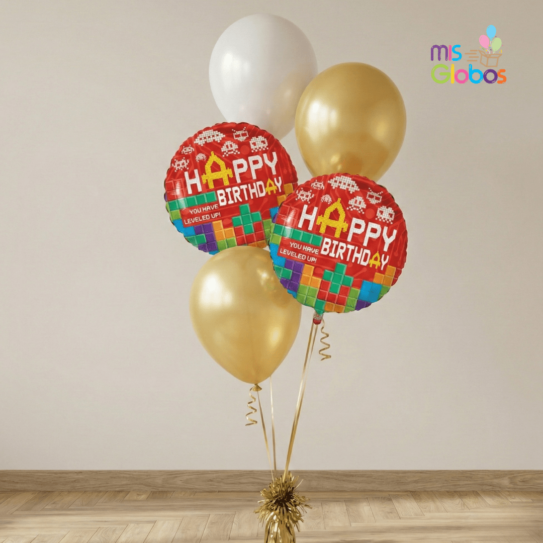 Ramo en escalera Happy birthday rojo - Mis Globos
