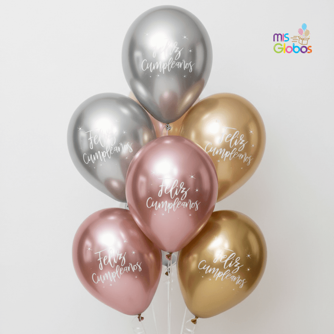 Ramo Feliz Cumpleaños Cromados - Mis Globos