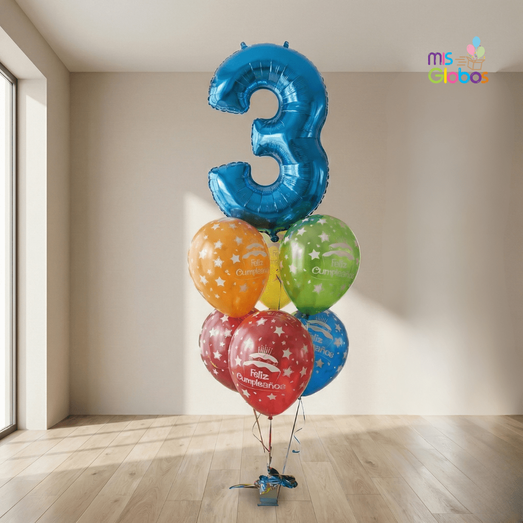 Ramo número simple con base - Mis Globos