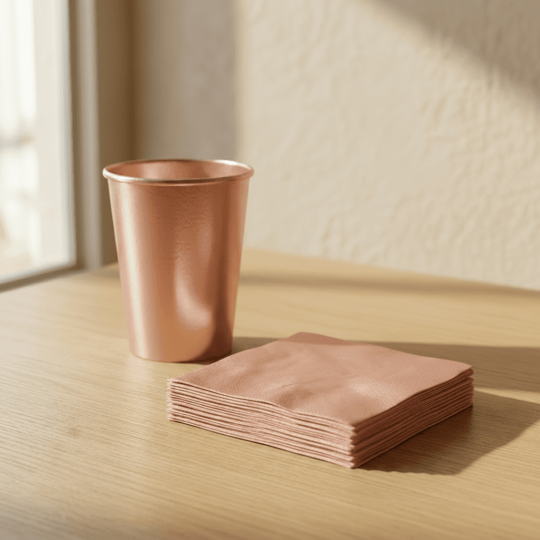 Servilletas de papel oro rosa 24 × 24 cm | 20 unidades