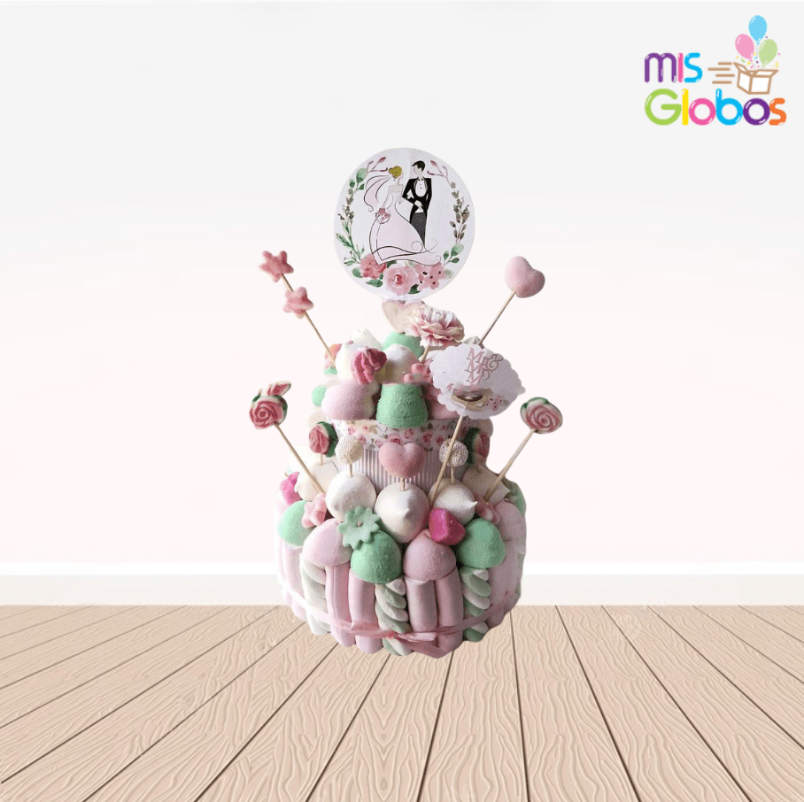 Tarta de chuches Boda colores pastel