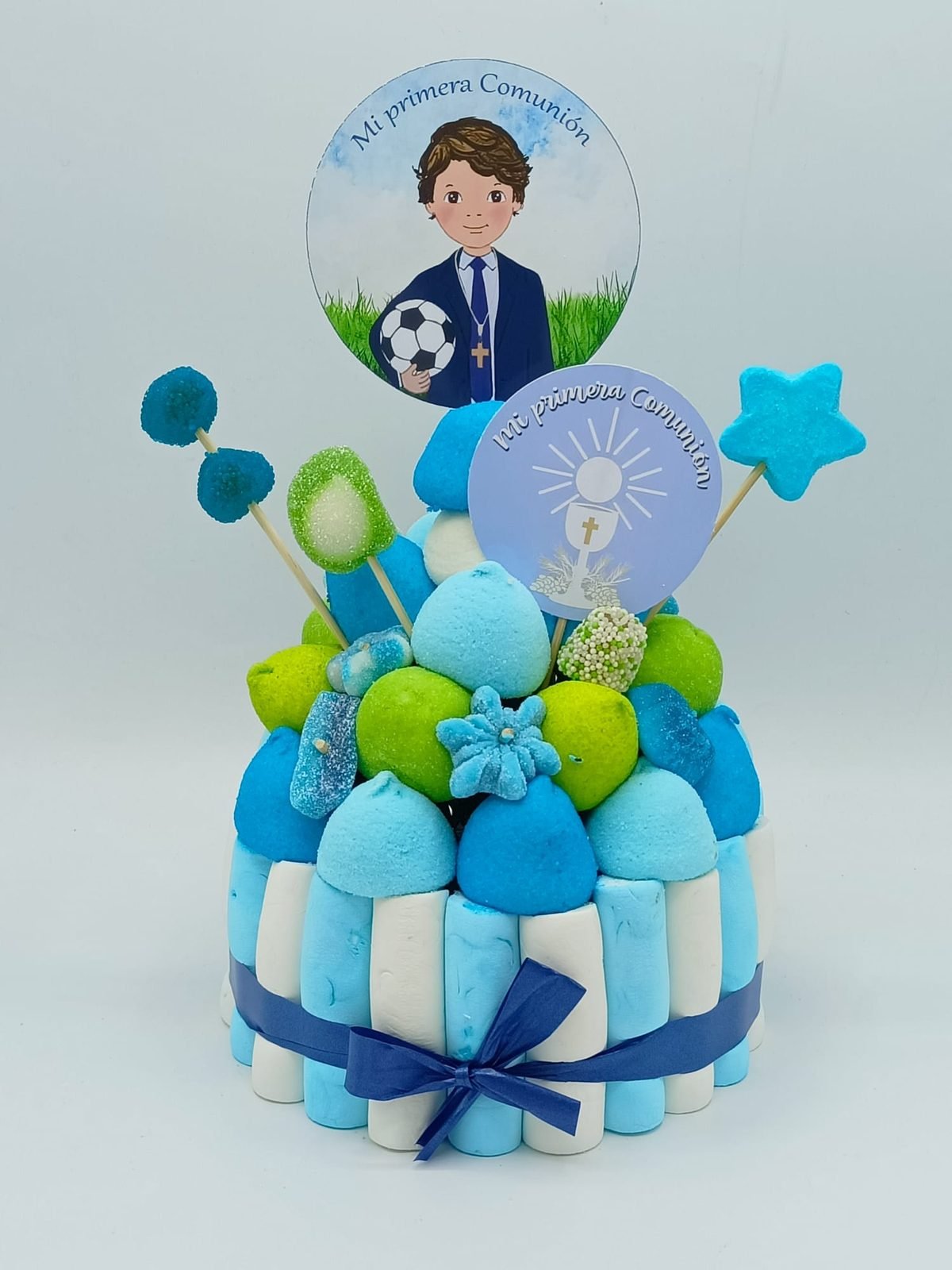 Tarta de chuches Comunión Niño Futbolera - Mis Globos