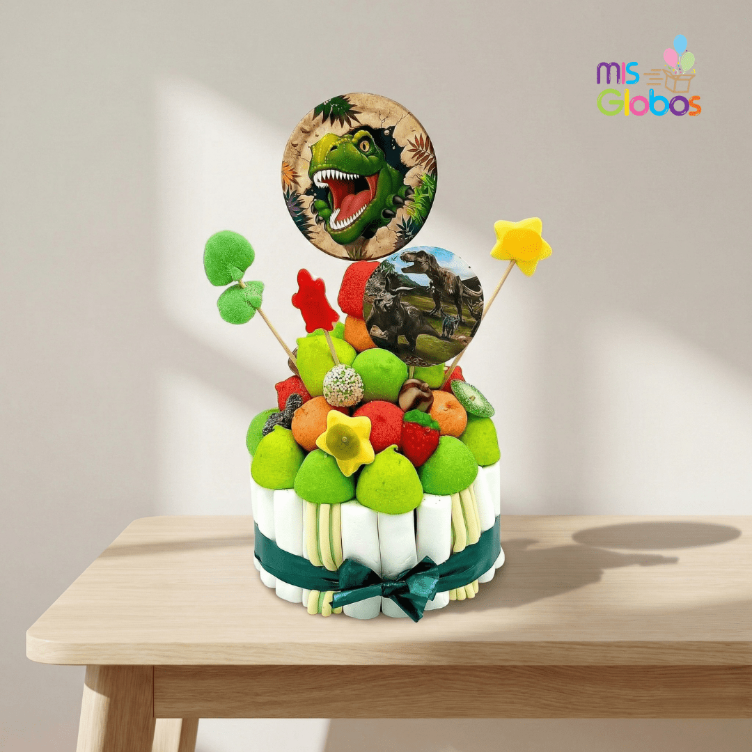 Tarta de chuches Dinosaurios - Mis Globos