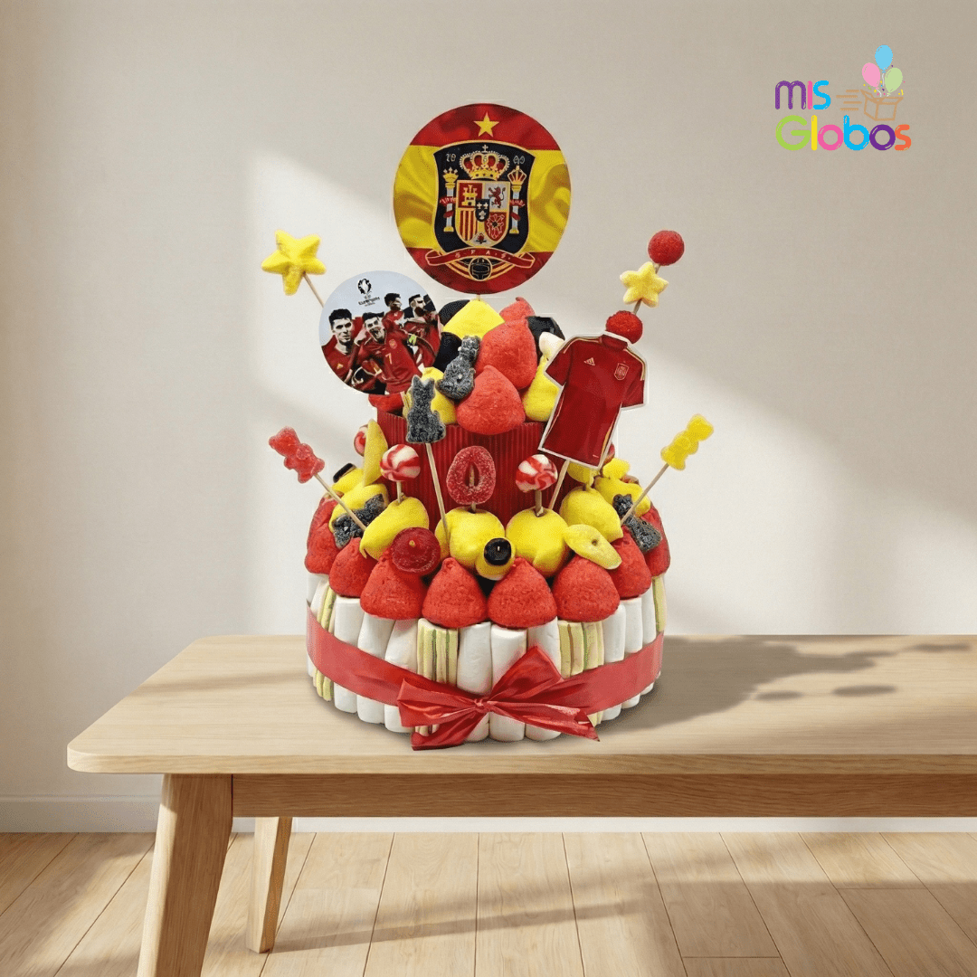 Tarta de chuches Selección Española de Fútbol - Mis Globos