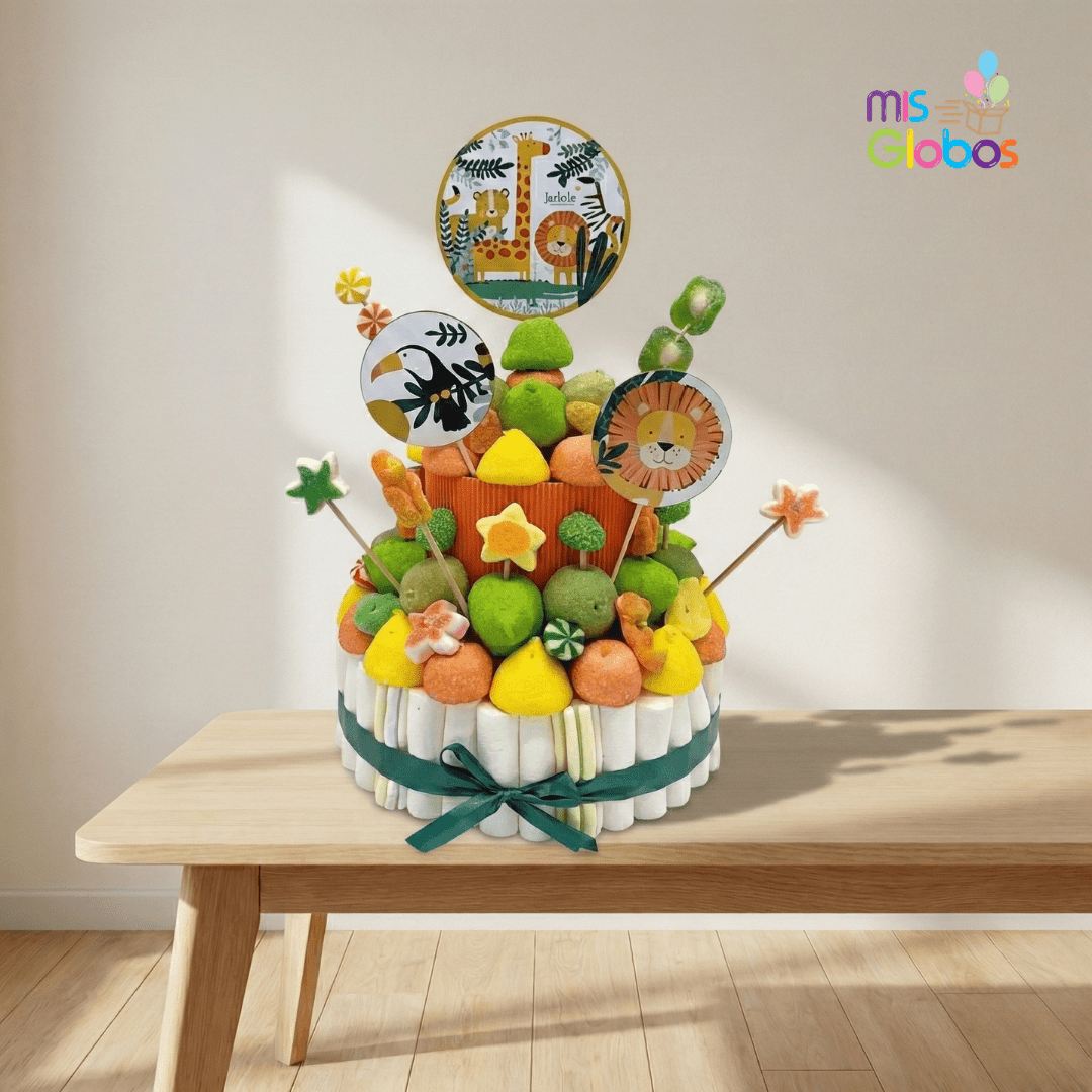 Tarta de chuches Selva - Mis Globos