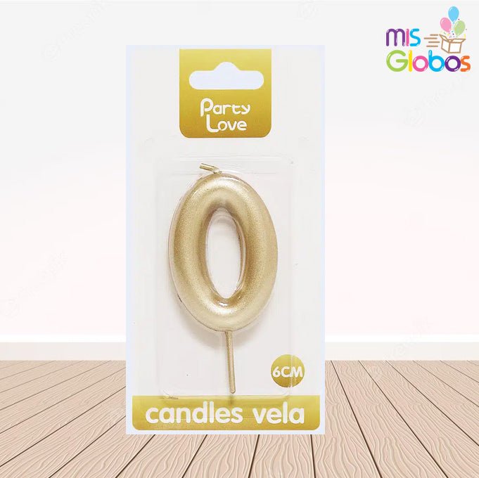 Vela Número Metalizada Oro - Mis Globos