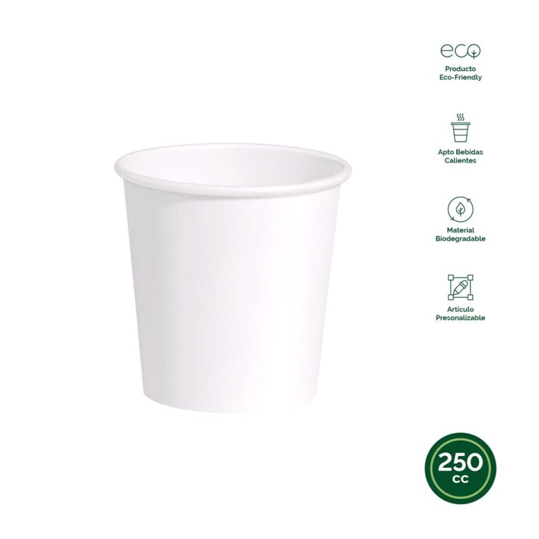 15 vasos de cartón BIO blanco 250 Ml