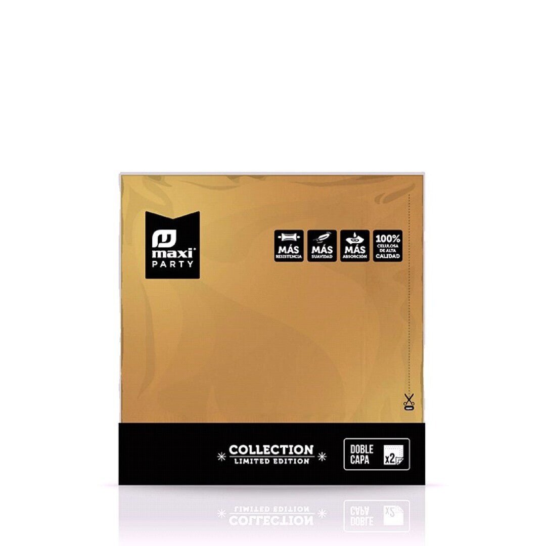 30 Servilletas oro 33x33 Cm - Mis Globos