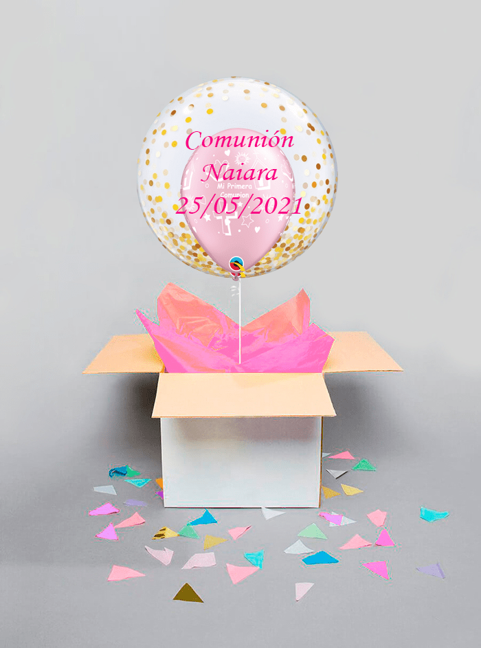 Caja Sorpresa Decoburbuja Comunión Rosa - Mis Globos