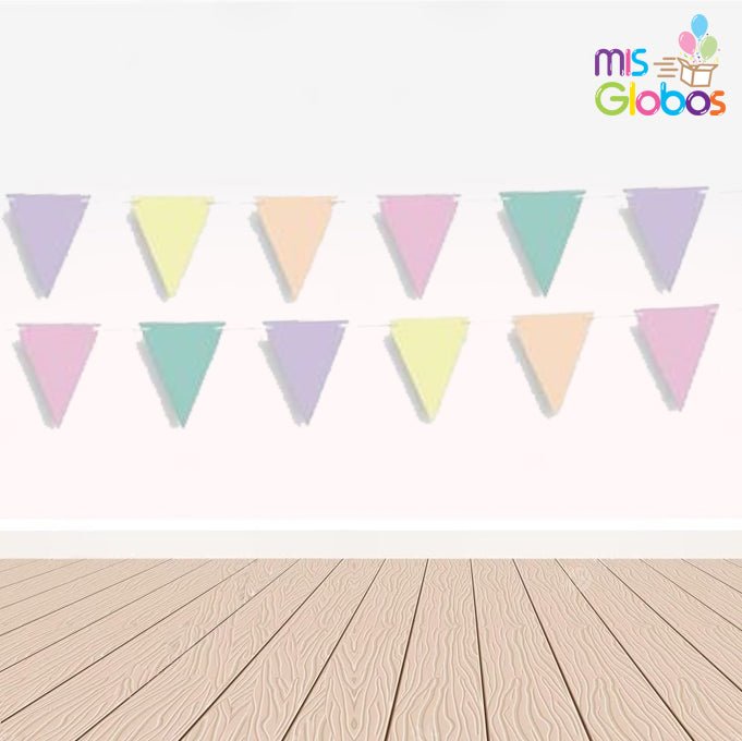 Banderín de cartón multicolor pastel - Mis Globos