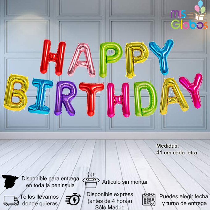 Banner de globos Happy Birthday Multicolor