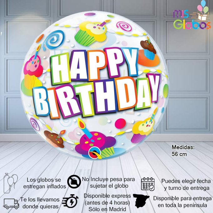 Burbuja Happy Birthday Cupcakes