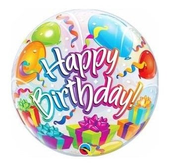 Burbuja Happy Birthday Fiesta Sorpresa - Mis Globos