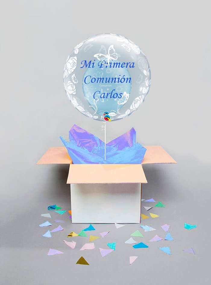 Caja Sorpresa Decoburbuja Comunión Azul - Mis Globos