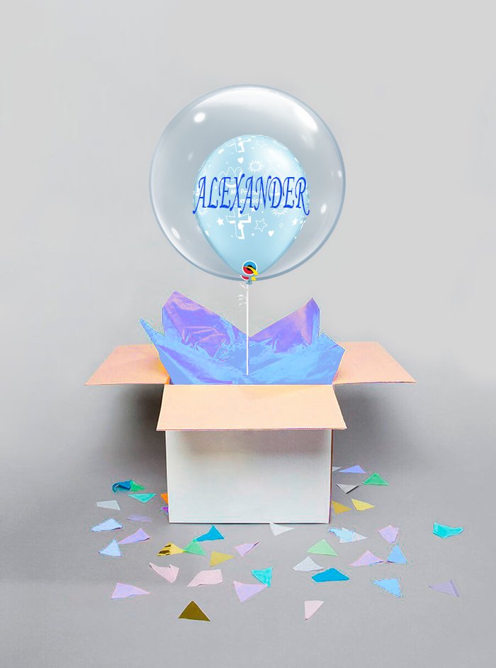 Caja Sorpresa Decoburbuja Comunión Azul - Mis Globos